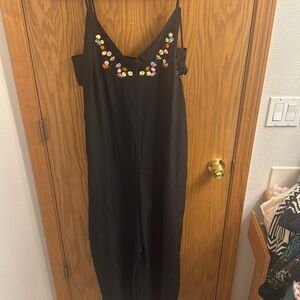 - Jack by BB Dakota jumpsuit black with embroidered flowers size large